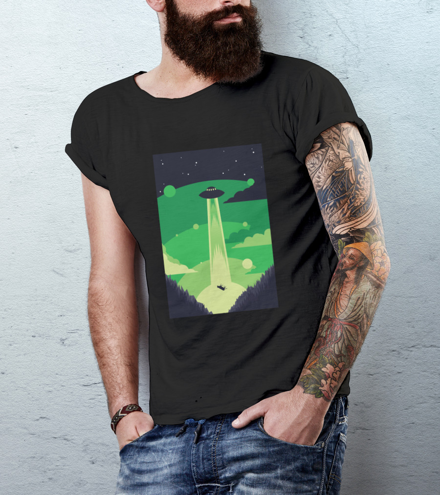 Cows Ufo 416 Farming Space Abduction Scene T-Shirt