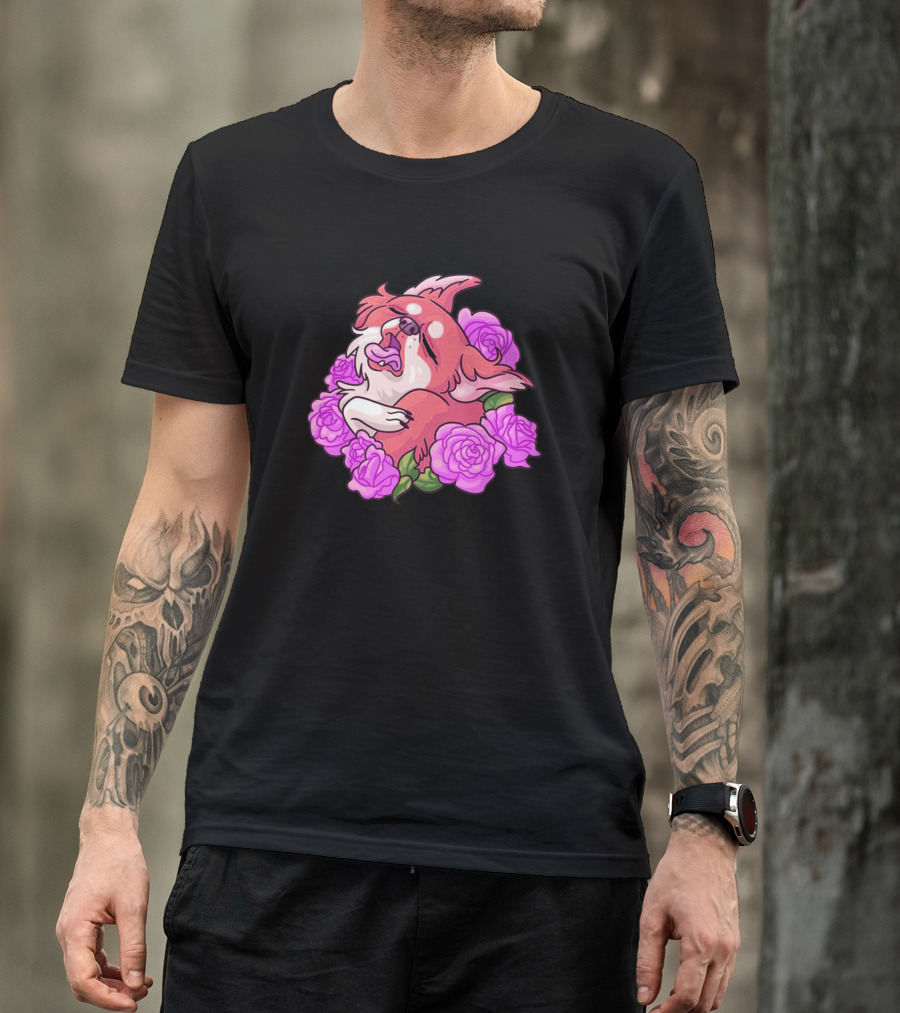 Dog Flower Pink Roses Puppy T-Shirt
