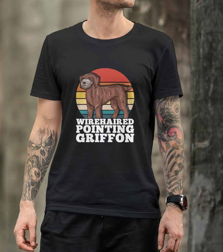 Wirehaired Pointing Griffon Retro Sunset T-Shirt