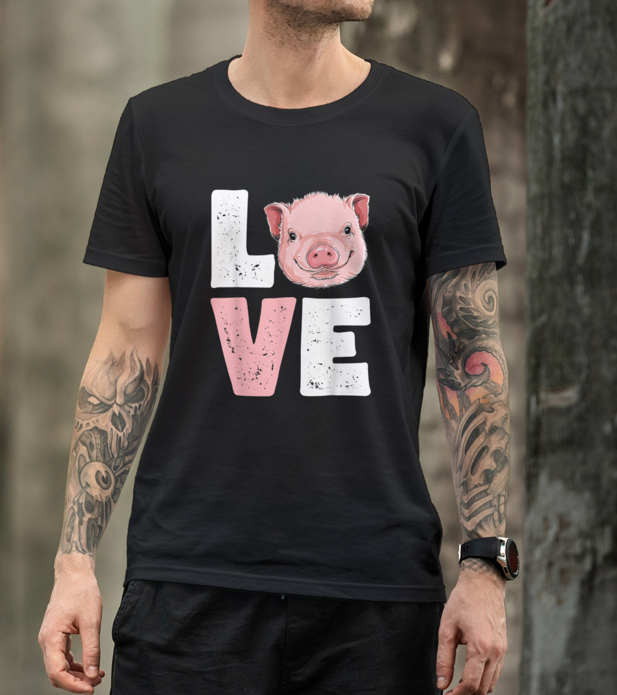LOVE Pig Lovers Farming Farmer T-Shirt