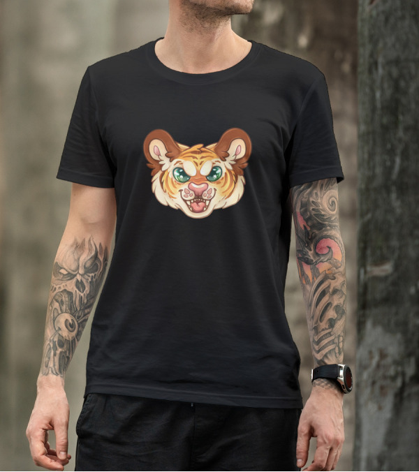 Tiger Natural Cute Cartoon Face T-Shirt
