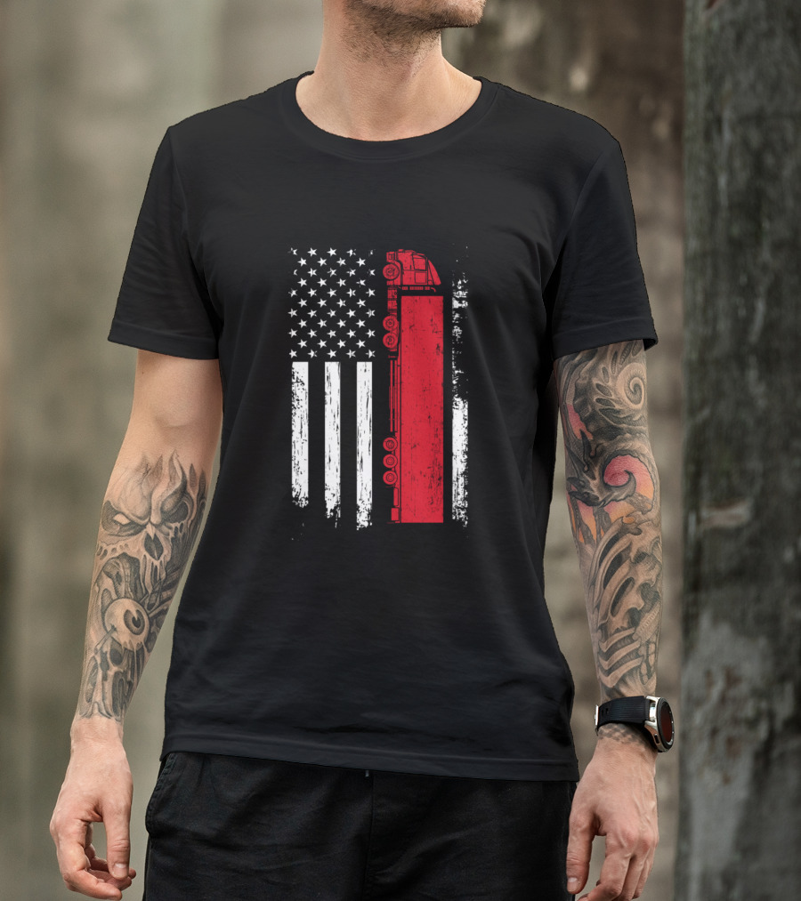 American Flag Semi Truck Driver 18 Wheeler Truck Symbolic T-Shirt