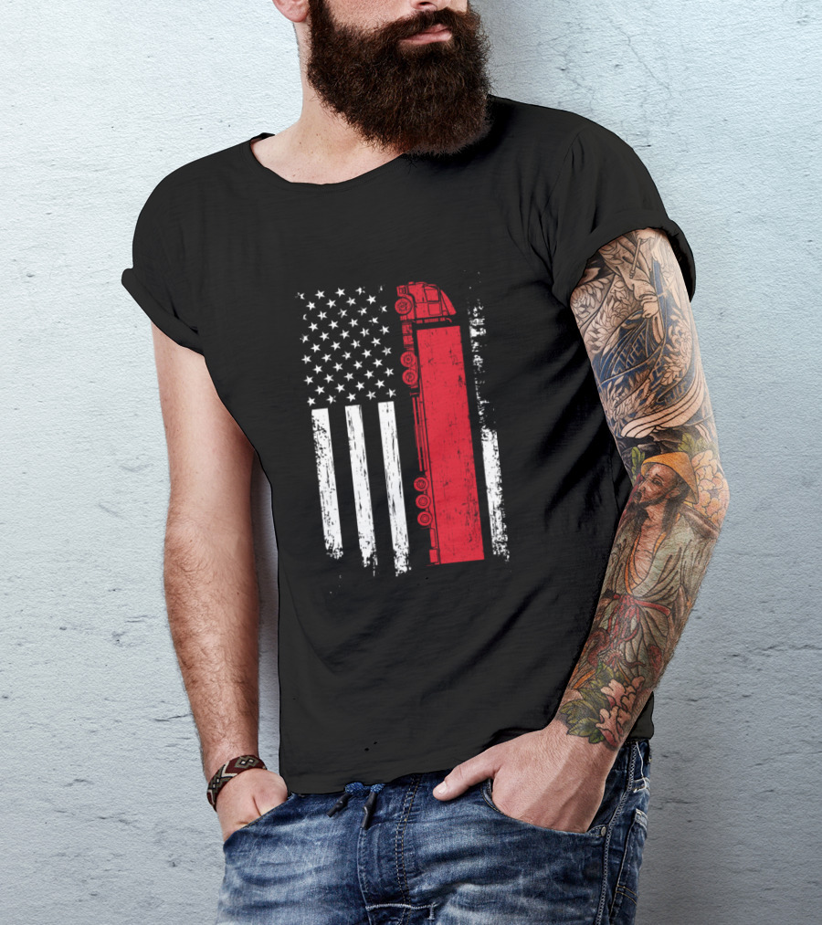 American Flag Semi Truck Driver 18 Wheeler Truck Symbolic T-Shirt