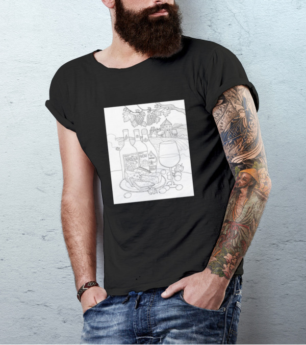 Bordeaux Rhone Wine And Cheese Vineyard Scene T-Shirt