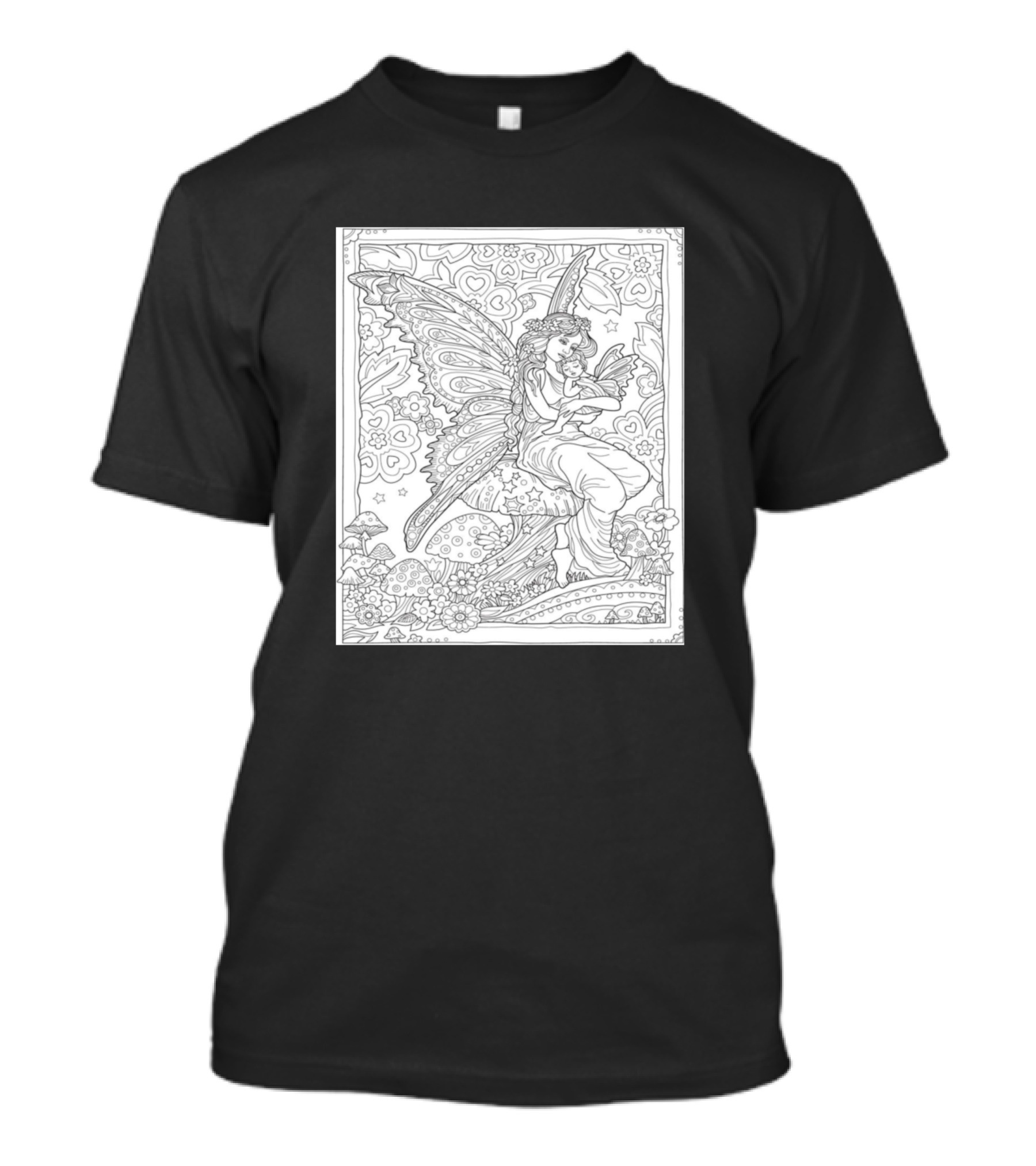Fairy Embrace Coloring Page Artflowers T-Shirt