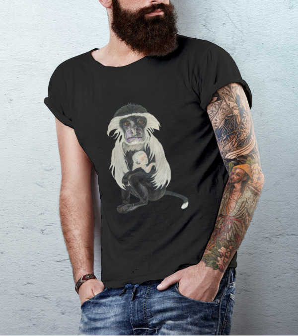 Colobus Holding Sleeping Baby Gently T-Shirt