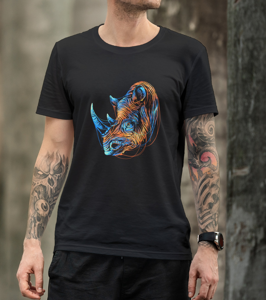 Colorful Rhino Vibrant Neon Spectrum T-Shirt