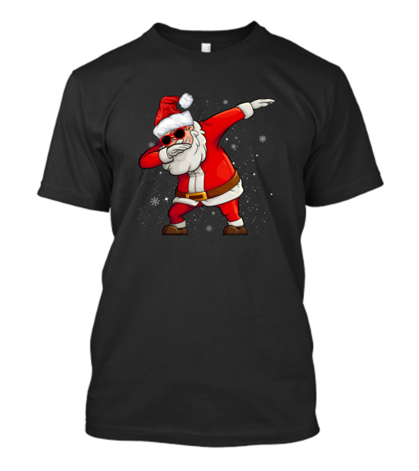 Dabbing Santa Claus Christmas Boys Dance Santa Hat Snowflakes T-Shirt