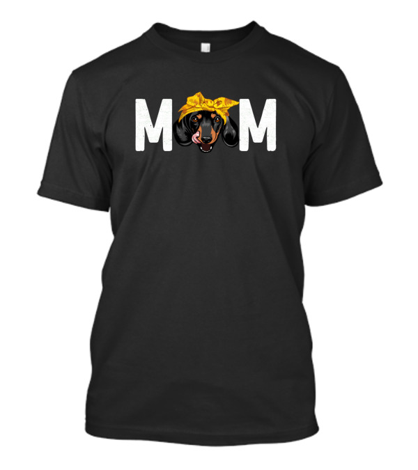 Dachshund Mom With Yellow Bandana T-Shirt