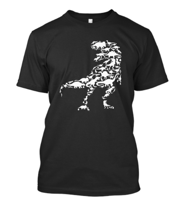 Dinosaur Silhouette Formed By Various Dinosaur Species T-Shirt