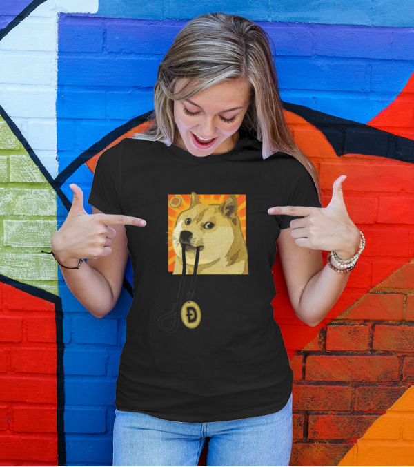 Dogecoin Ready To Run With Leash And Coin T-Shirt