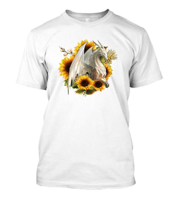 Dragon With Sunflowers And Flowers T-Shirt