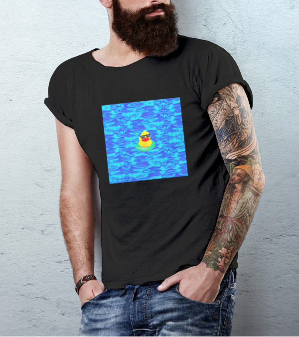 Duck Floating In Blue Pool With Sunglasses T-Shirt