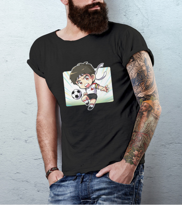 Durango Matsuyama Soccer Anime Character With Headband And Soccer Ball T-Shirt