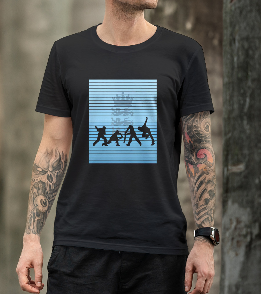 England Cricket Team Silhouettes With Crown T-Shirt