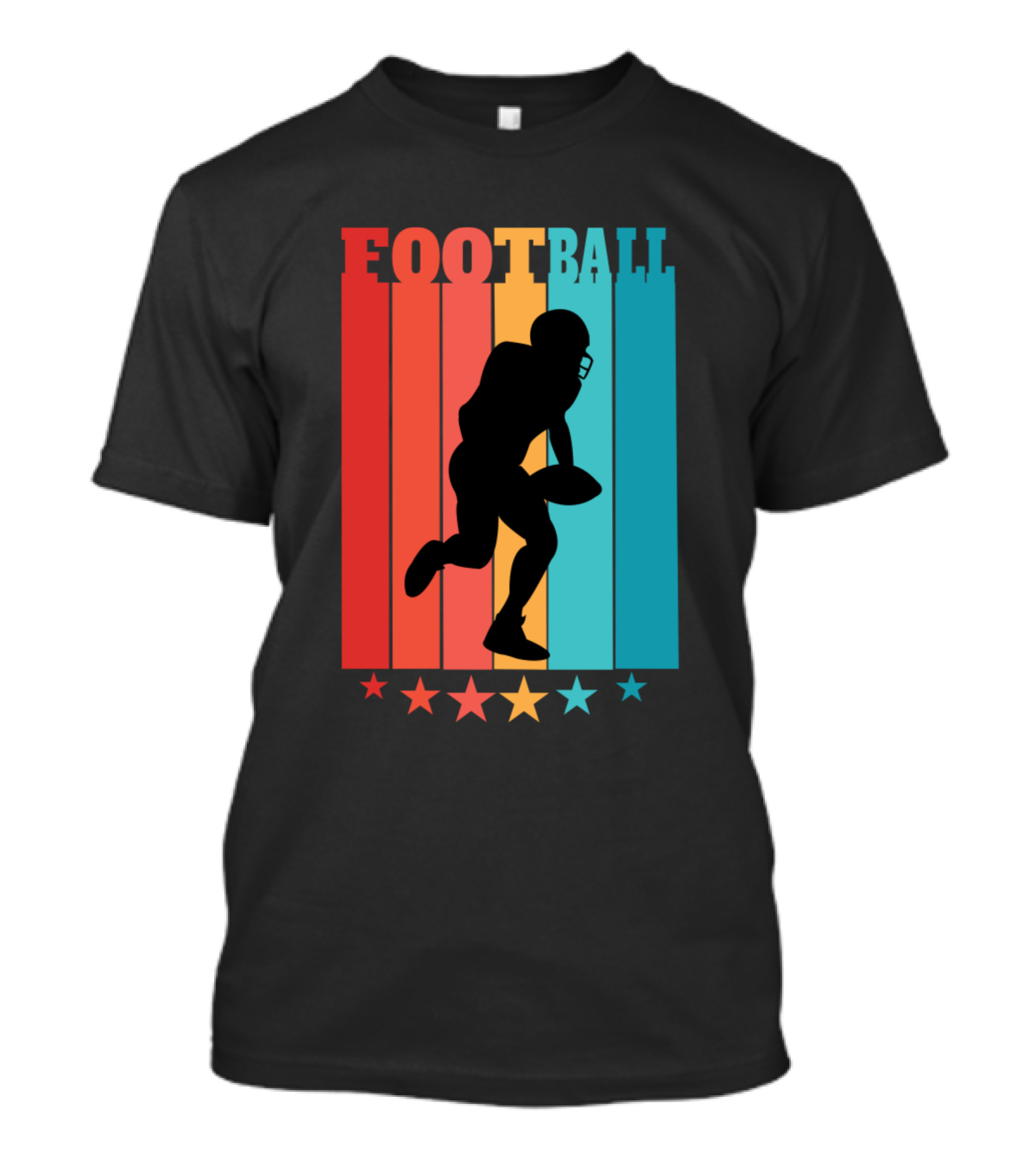 Football Player Quarterback Silhouette Vintage Stripes Retro Stars T-Shirt