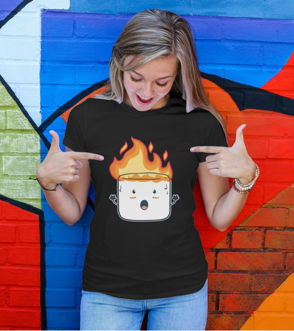 Burning Marshmallow Funny Camping Characters For Campers T-Shirt