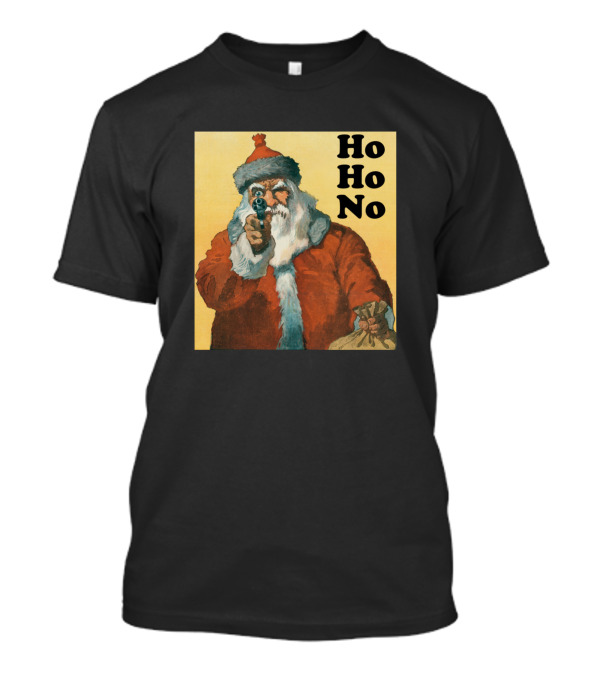 Funny Christmas Santa Claus Ho Ho No Vintage Style Santa Holding Bag T-Shirt