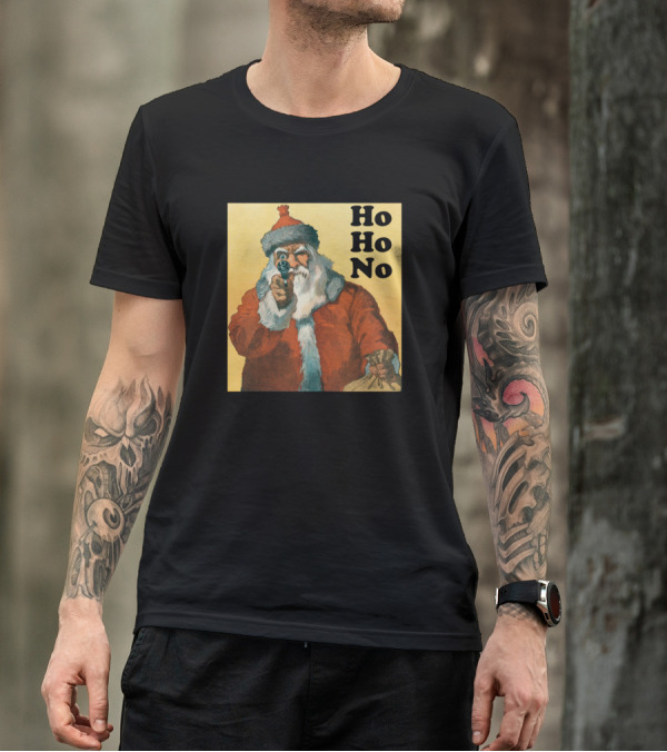 Funny Christmas Santa Claus Ho Ho No Vintage Style Santa Holding Bag T-Shirt