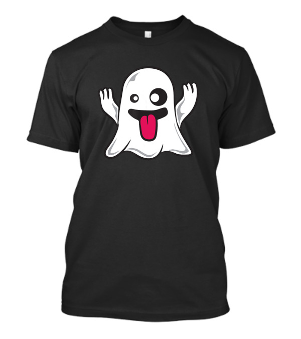 Funny Ghost Emoji With Tongue Out Halloween Ghoul Face Easy Quick T-Shirt