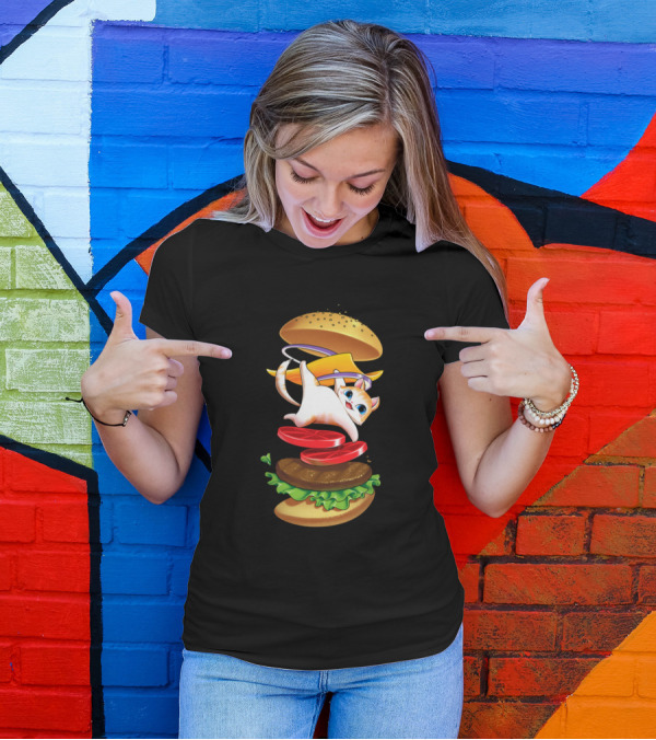 Funny Cat Sandwich With Cheese And Lettuce T-Shirt