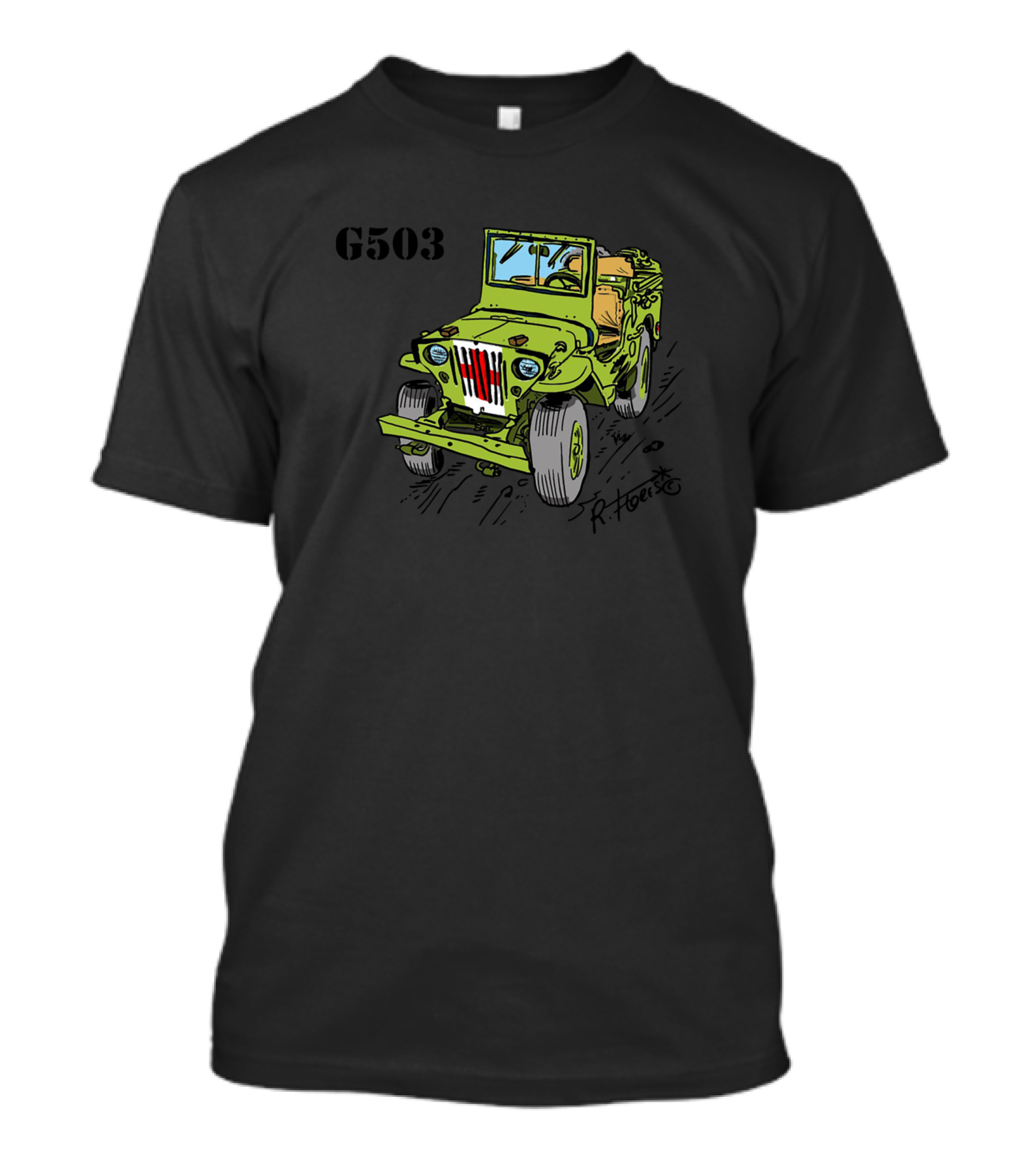 G503 Ww2 Military Jeep Vintage Illustration By R. Fioresi T-Shirt