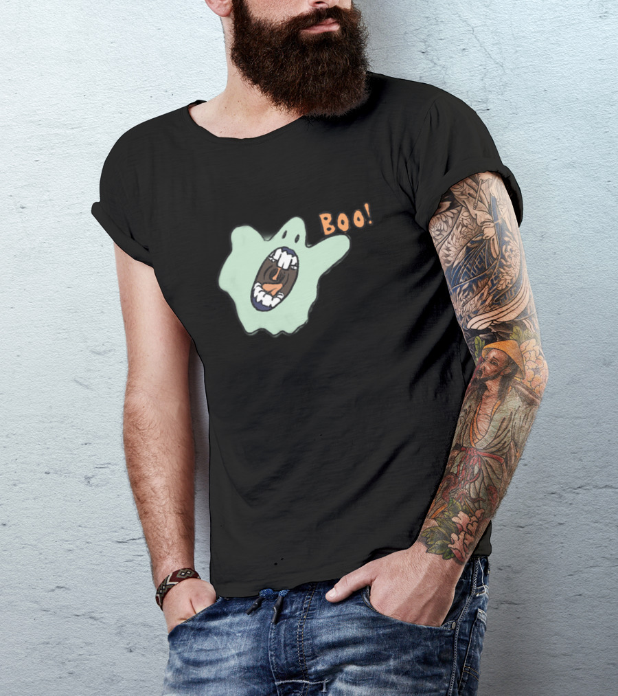 Boo Ghost Dude Halloween Scream T-Shirt