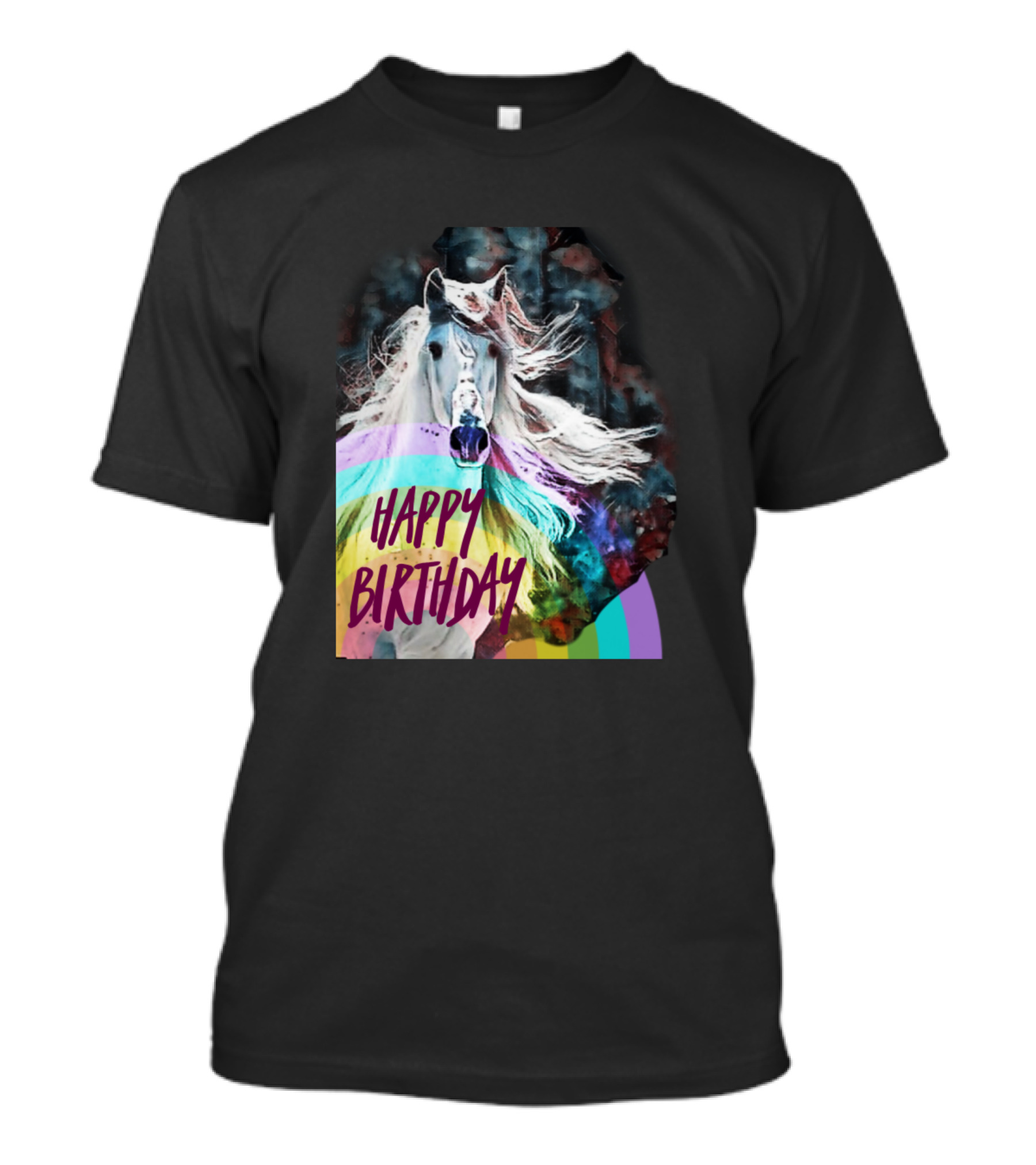 Happy Birthday Rainbow Horse Colorful T-Shirt