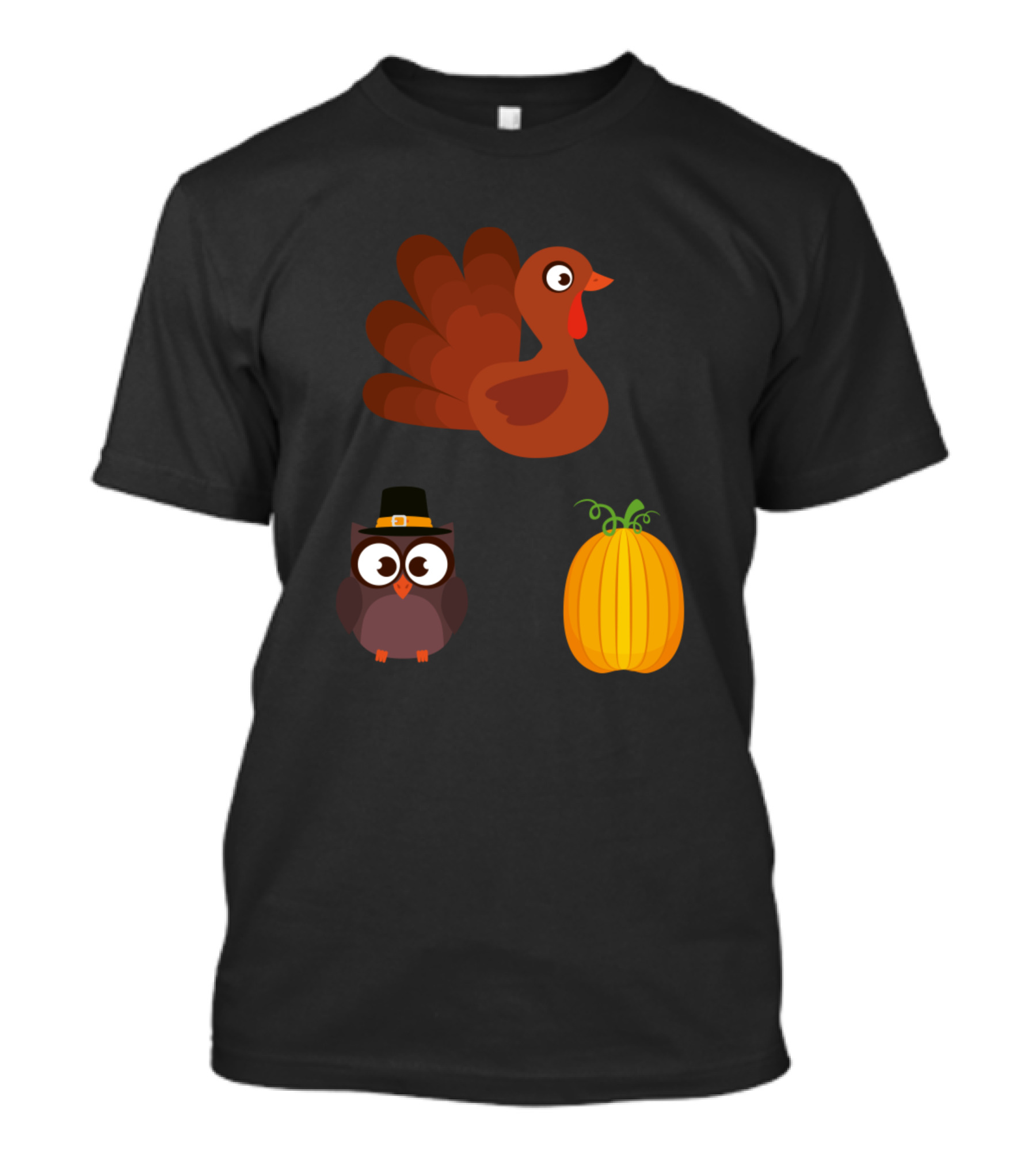 Happy Thanksgiving Turkey Owl Pumpkin T-Shirt