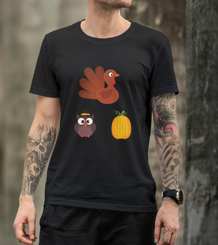 Happy Thanksgiving Turkey Owl Pumpkin T-Shirt
