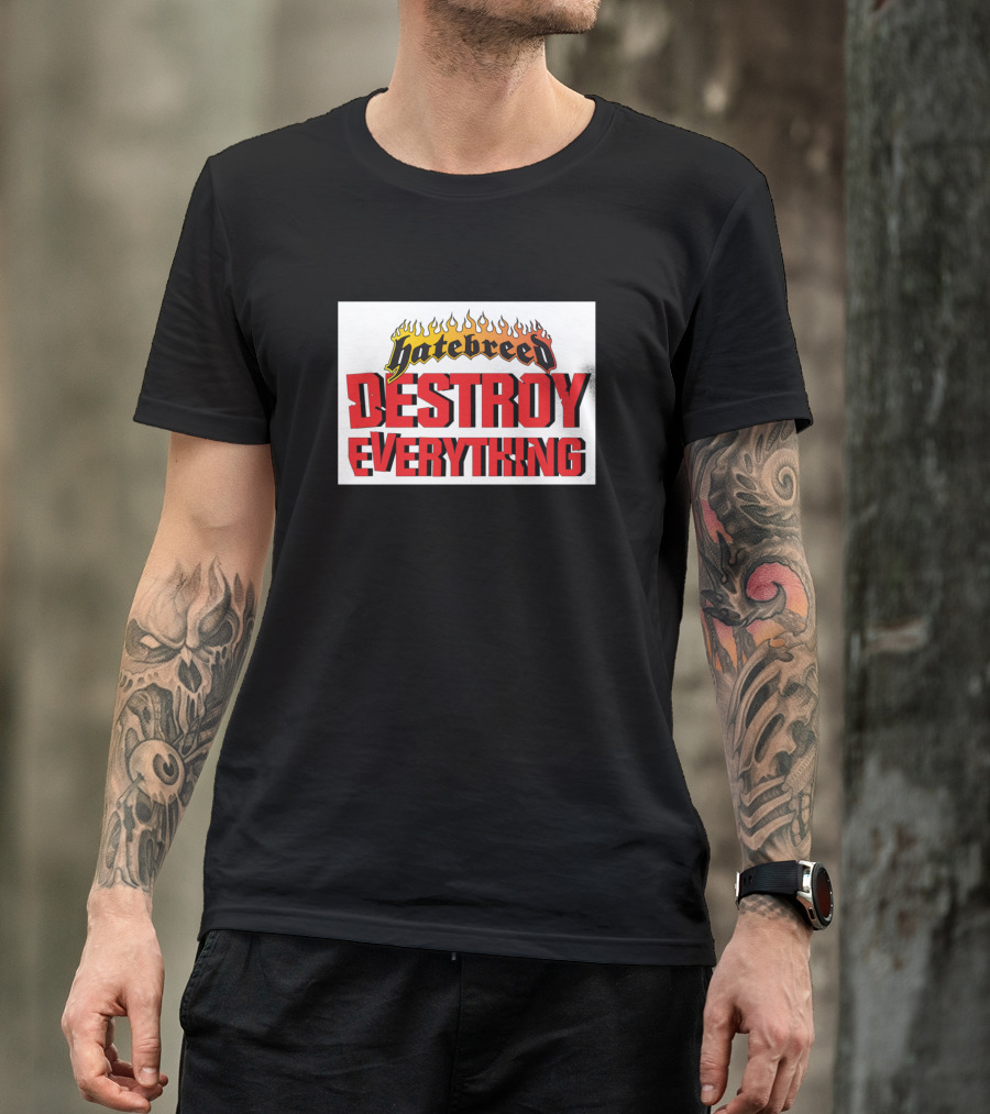 Hatebreed Destroy Everything Flame Text Bold Red Letters T-Shirt