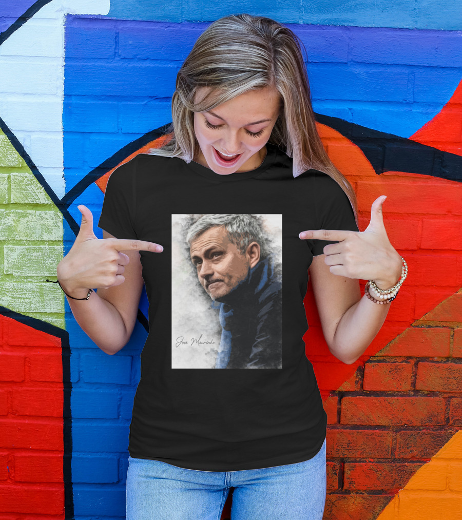 Jose Mourinho Portrait With Signature T-Shirt