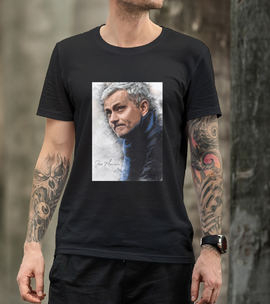 Jose Mourinho Portrait With Signature T-Shirt