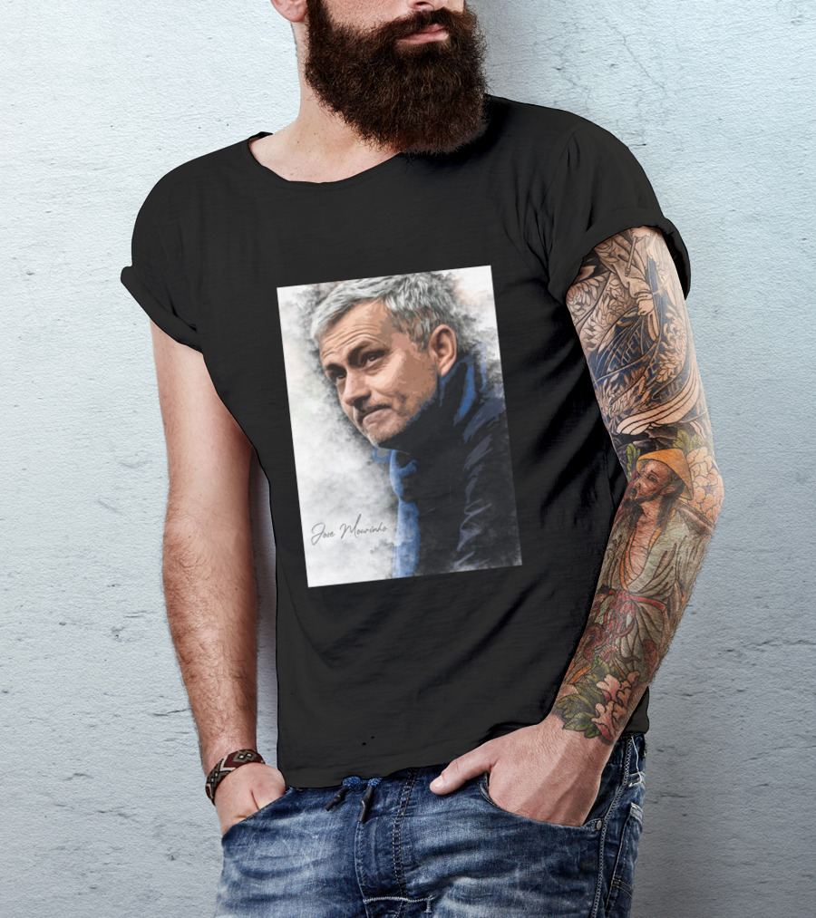 Jose Mourinho Portrait With Signature T-Shirt
