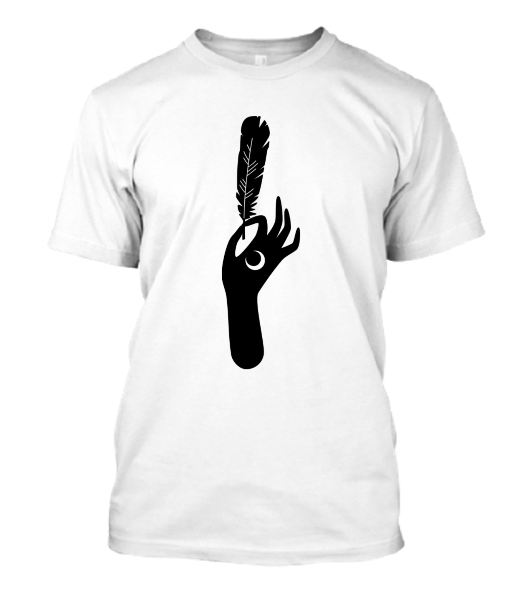 Light As A Feather Mystic Hand Holding Feather Moon T-Shirt