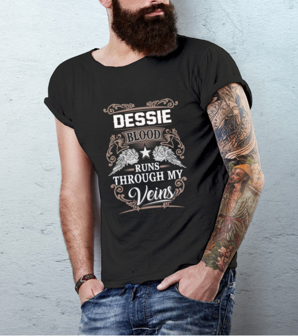 Dessie Blood Runs Through My Veins With Ornate Wings And Star T-Shirt