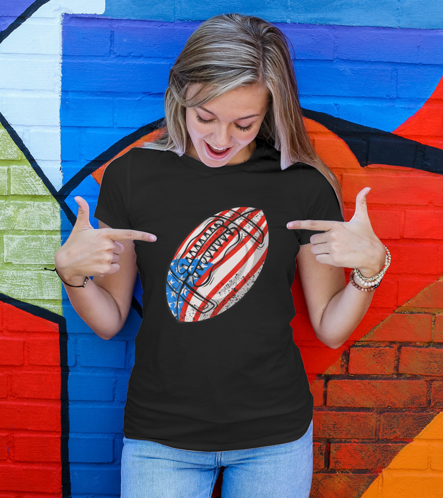 Cute Funny 4th Of July American Flag Football Amer T-Shirt