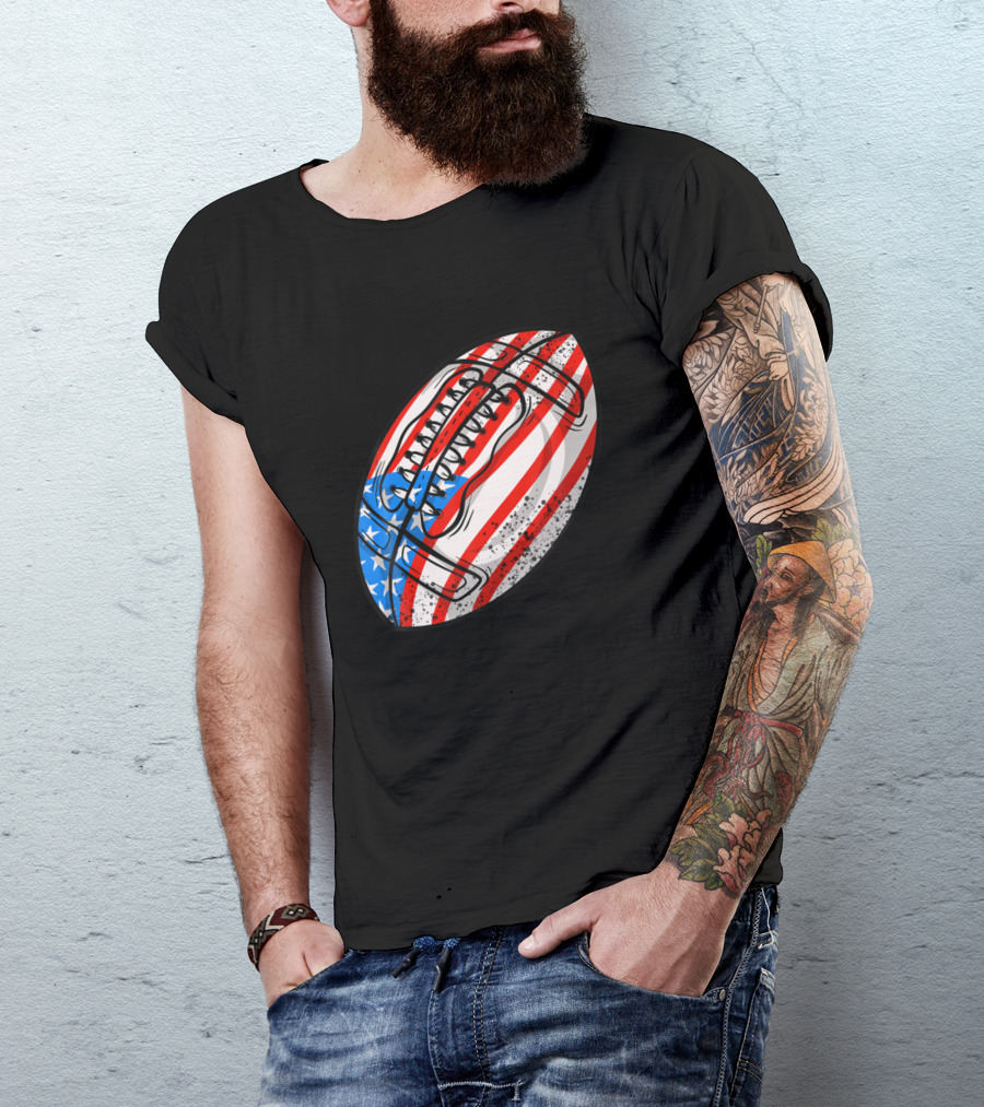 Cute Funny 4th Of July American Flag Football Amer T-Shirt