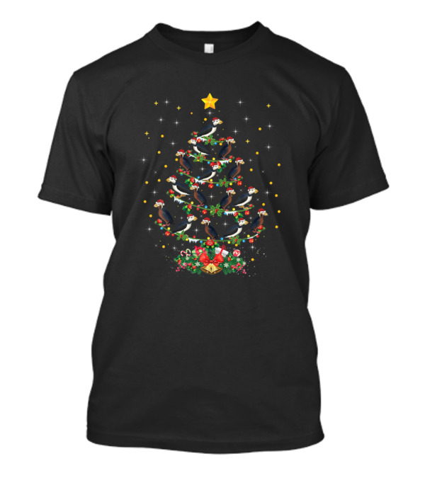 Funny Christmas Puffin Bird Lover Tree Holiday Festive T-Shirt