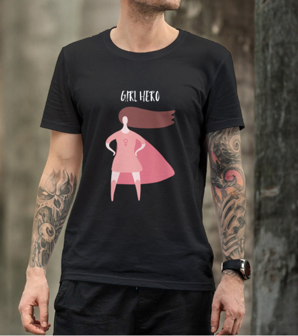 Empowered Girl Hero With Female Symbol Cape T-Shirt