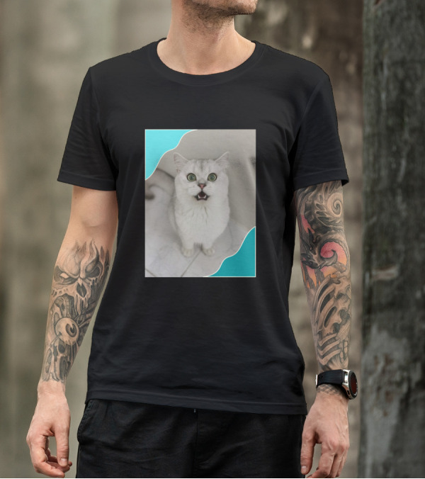 Green Eyes Cute Cats White Fluffy Kitty T-Shirt