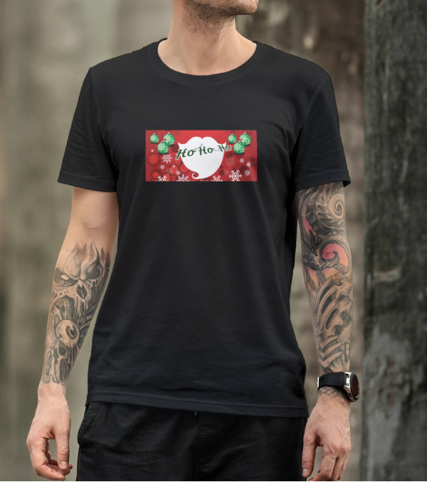 Ho Ho Ho Mask Santa Beard Snowflakes Christmas Ornaments T-Shirt