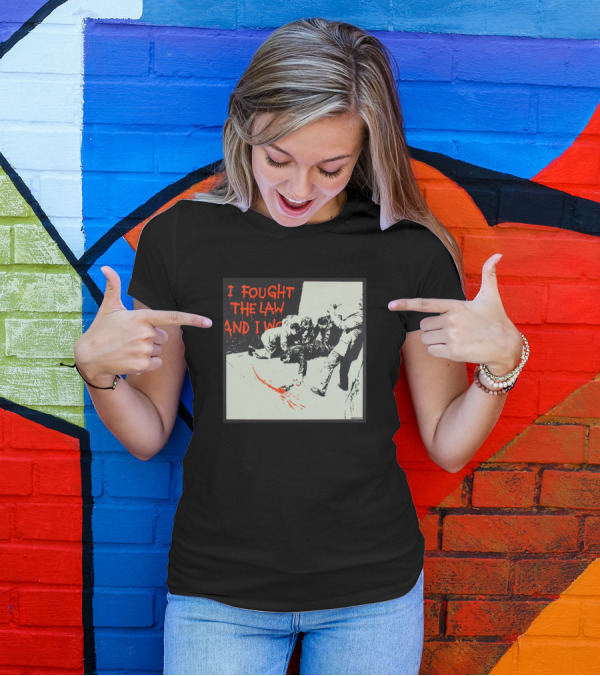 I Fought The Law And I Won Stencil Art With Figures In Conflict T-Shirt