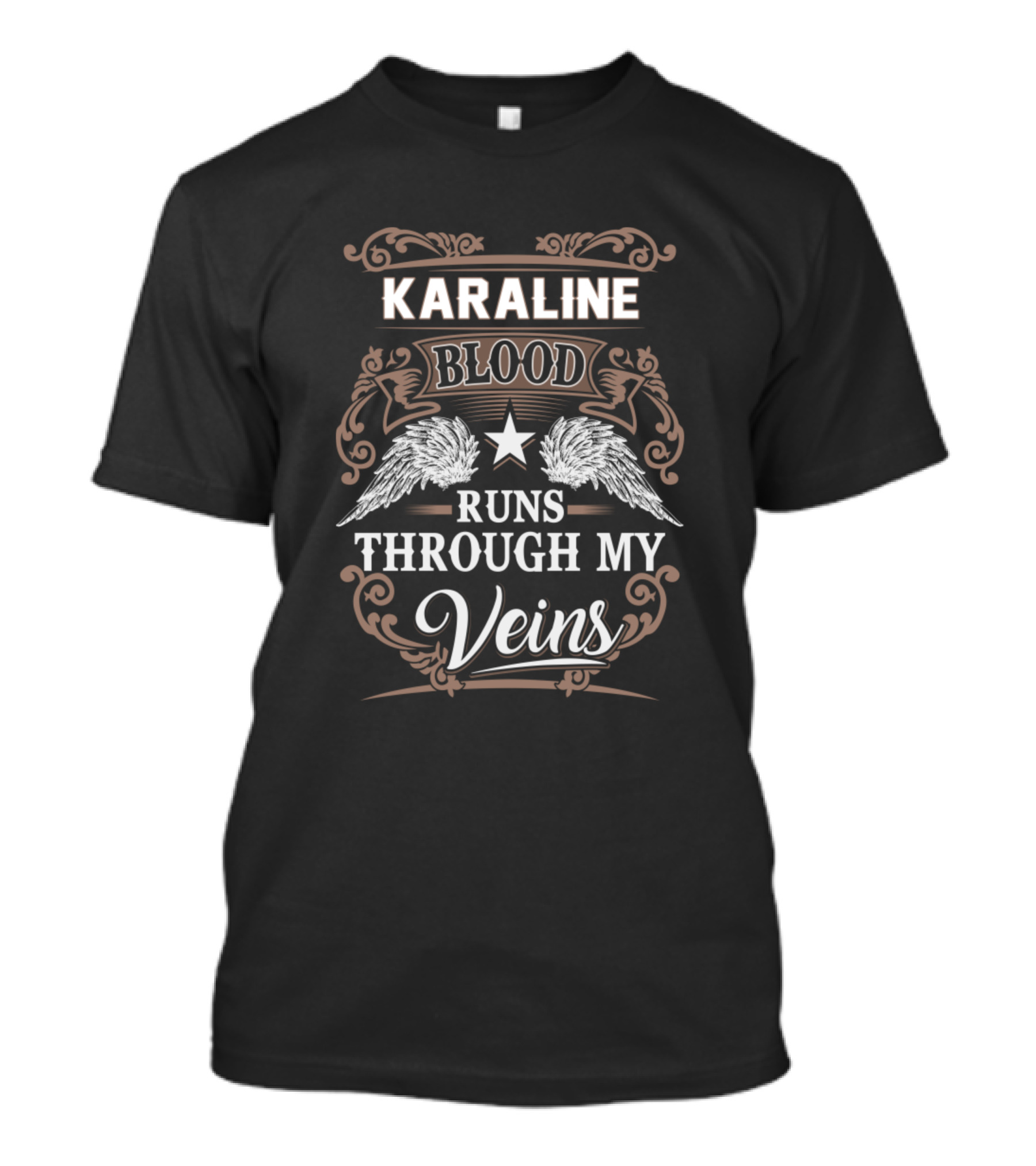 Karaline Blood Runs Through My Veins With Wings And Star T-Shirt