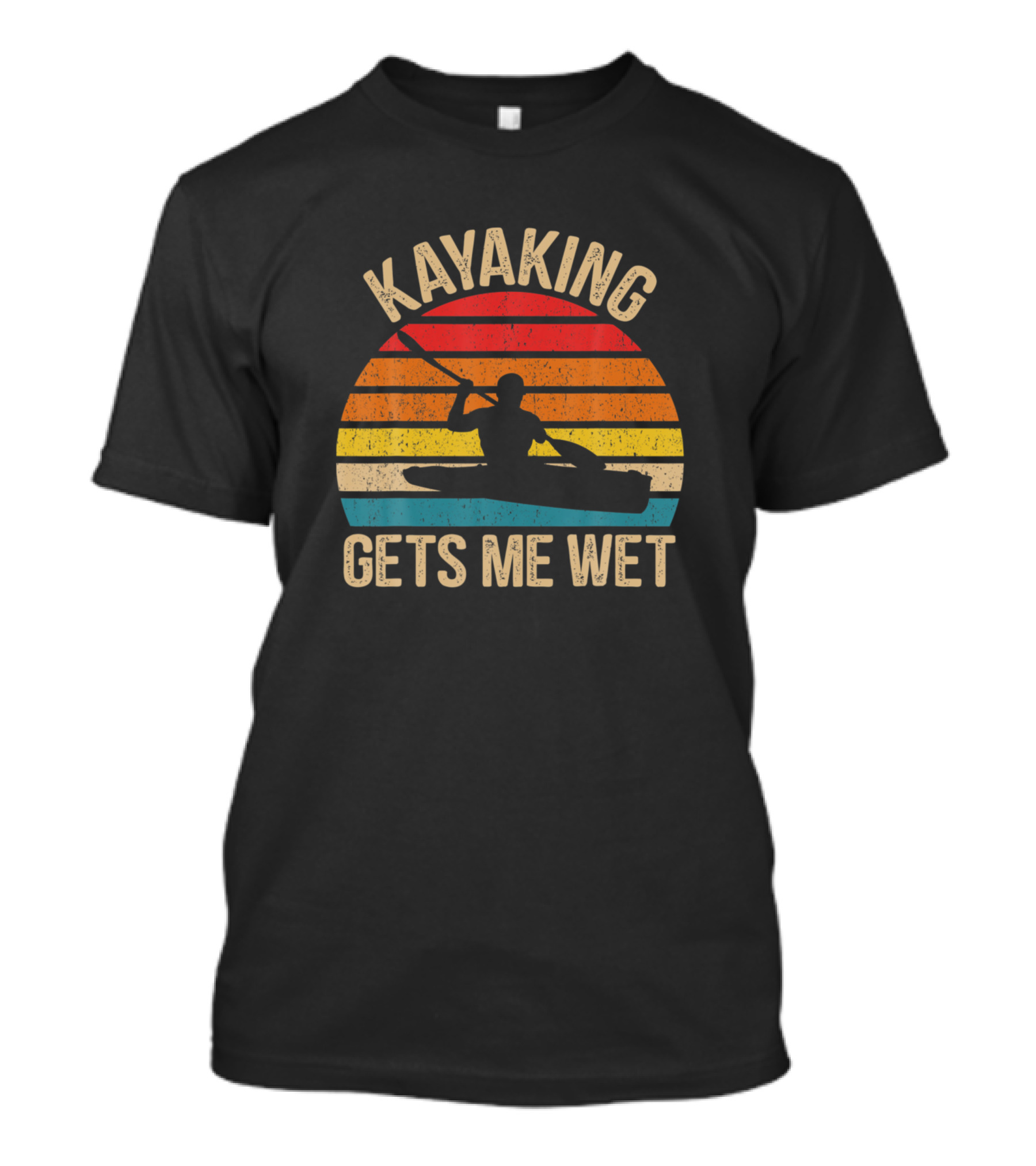 Kayaking Gets Me Wet Retro Sunset Paddling Boating T-Shirt