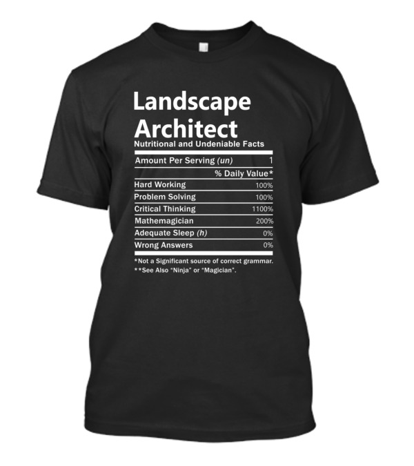 Landscape Architect Nutritional And Undeniable Facts Chart T-Shirt