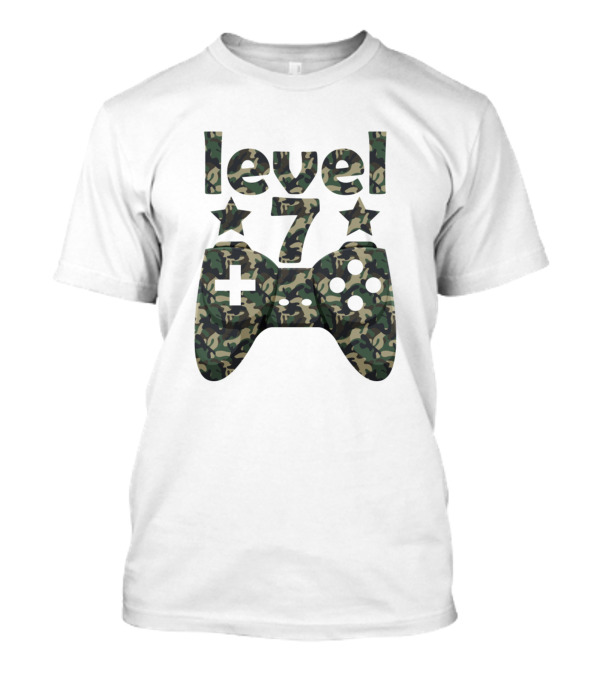 Level Up 7 Birthday Gaming Camouflage Controller T-Shirt