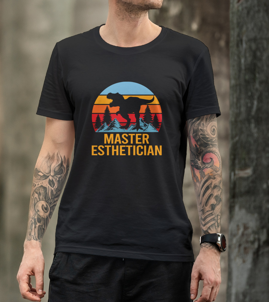 Master Esthetician Dinosaur Sunset Mountain T-Shirt