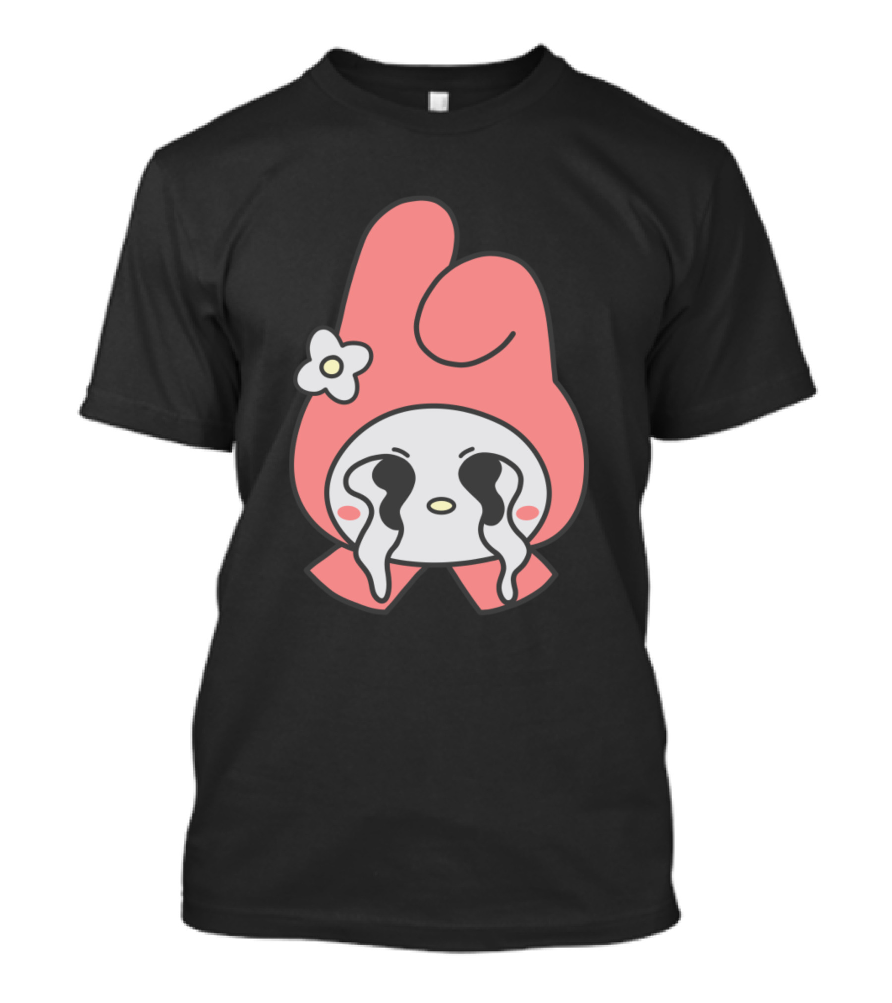 My Melody Crying Icon With Flower Black Tears T-Shirt