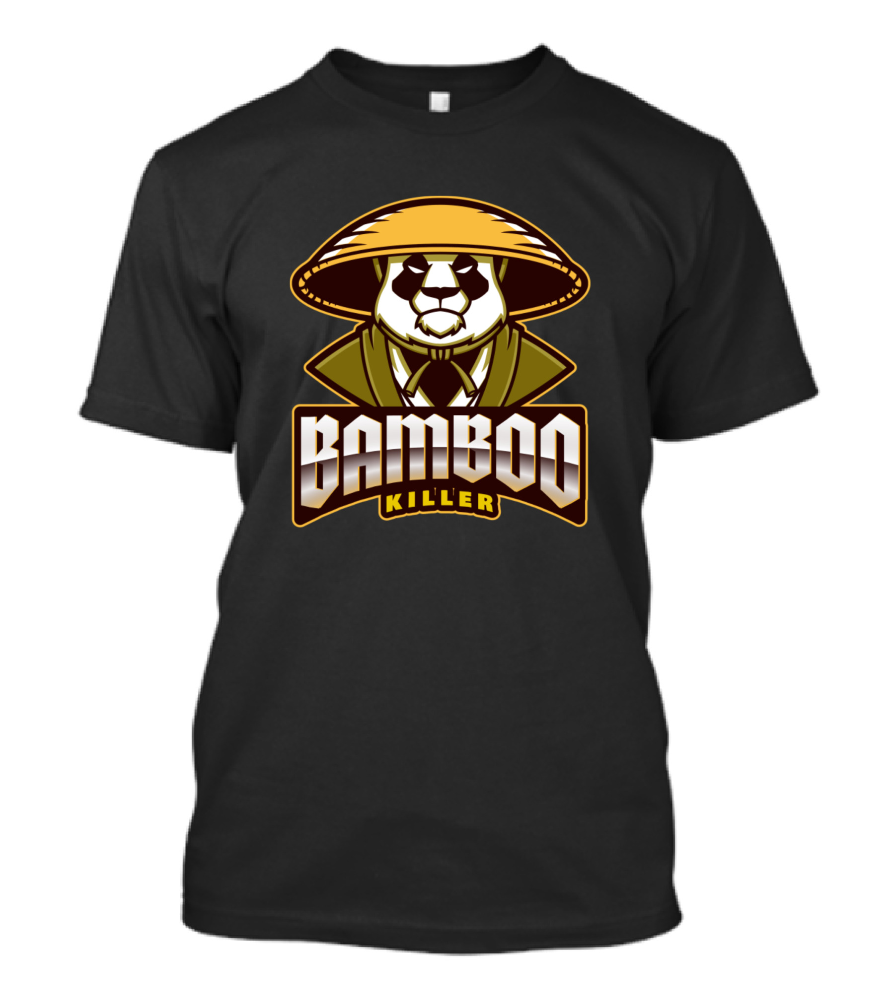 Bamboo Killer Panda With Straw Hat And Coat T-Shirt